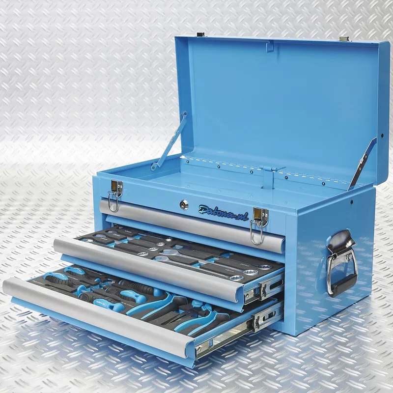 Gereedschapskist drie lades - 2 lades gevuld by Datona, Blue – product image