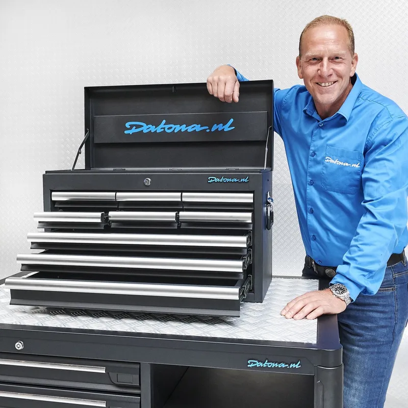 Gereedschapskist met 9 laden van Datona, Zwart – productafbeelding
