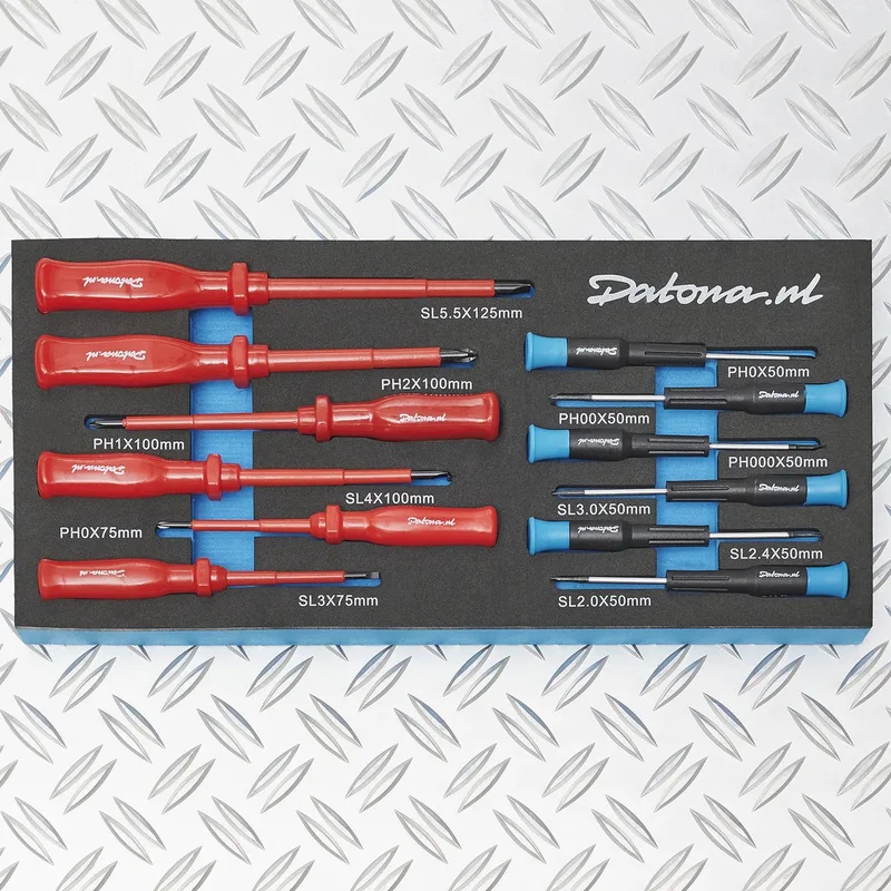 Gereedschapsset voor 5 lades - 169-delige set gereedschap in Pro softmodules von Datona, Schwarz – Produktbild