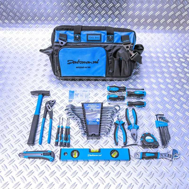 Gereedschapstas met gereedschap - Complete set handgereedschap in tool bag von Datona, Schwarz – Produktbild