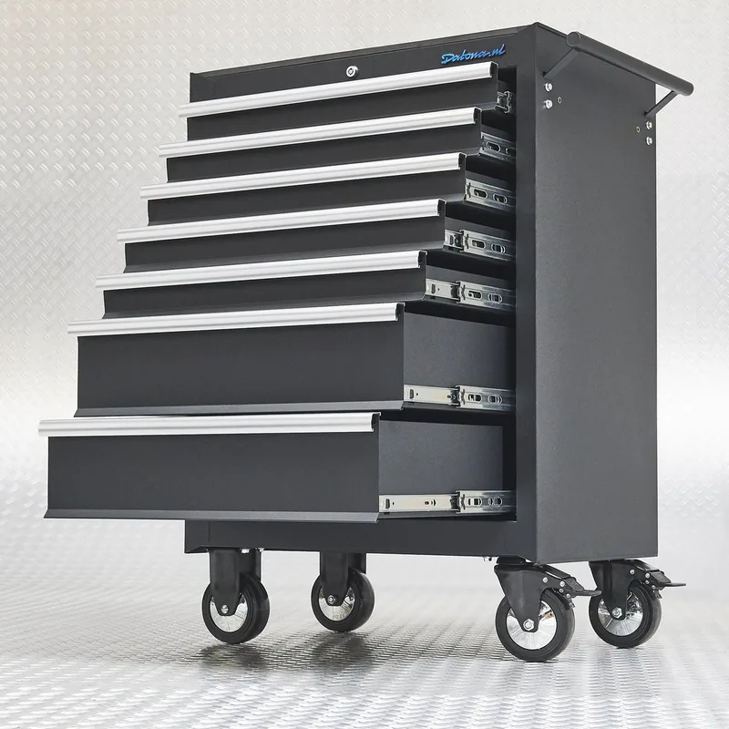 Gereedschapswagen 7 lades met quick lock van Datona, Zwart – productafbeelding