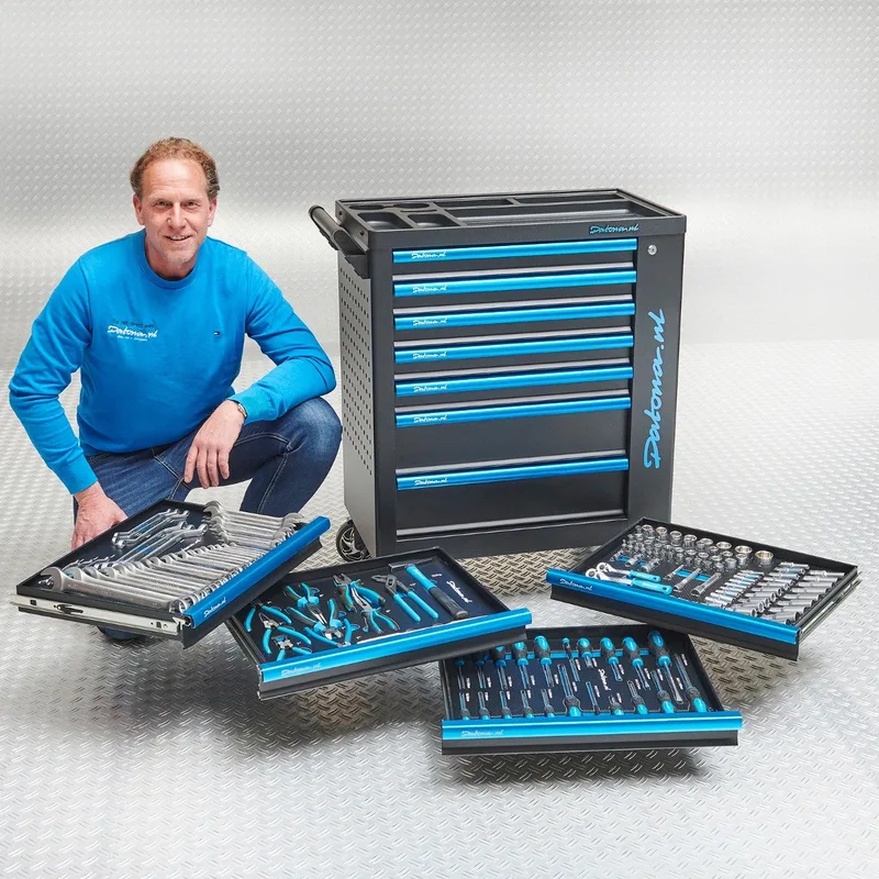Gereedschapswagen 'Black-Line' 7 laden + 153-delige gereedschapsset by Datona, Black – product image