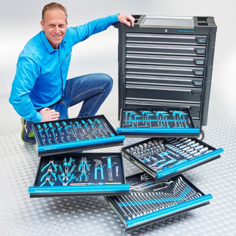 Gereedschapswagen “tech-line” 80 cm + 171-delige gereedschapsset van Datona, Zwart – productafbeelding