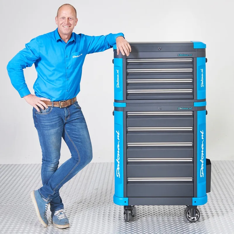 Gevulde gereedschapswagen met topkist L - Premium serie by Datona, Blue – product image