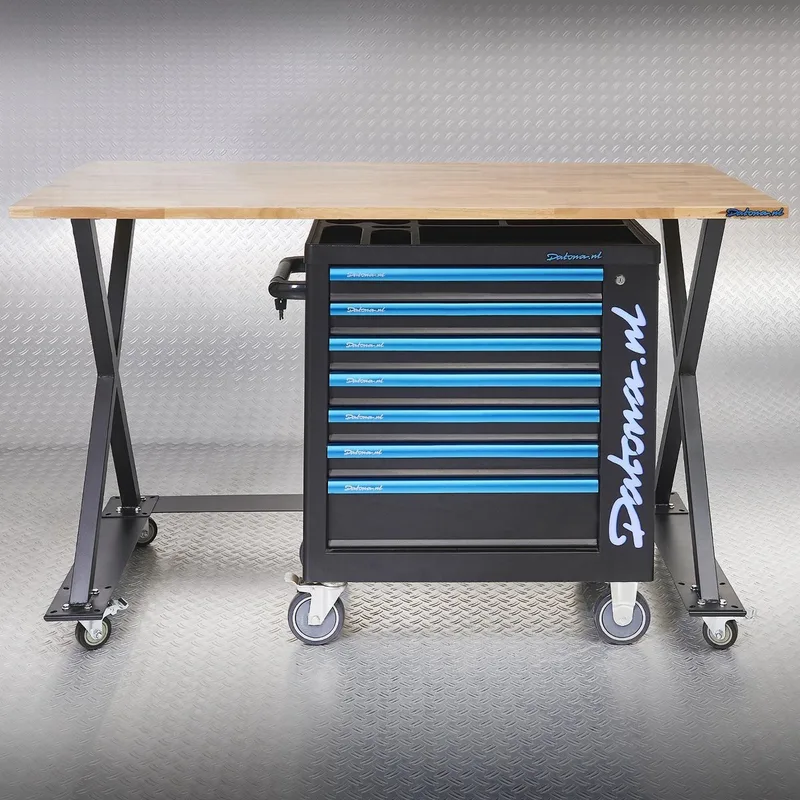 Industriële werktafel 160 cm en gereedschapswagen by Datona – product image
