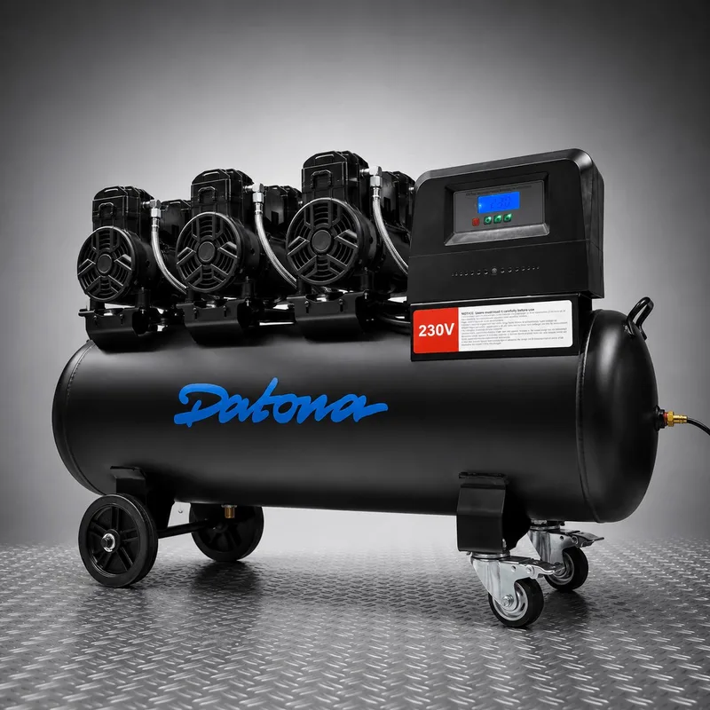 Stille compressor 100L - Olievrij en verrijdbaar - voor zandstralen de Datona, Noir – image du produit