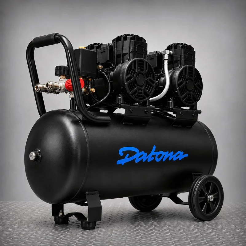 Stille compressor 50L - Olievrij en verrijdbaar - voor luchtgereedschap von Datona, Schwarz – Produktbild
