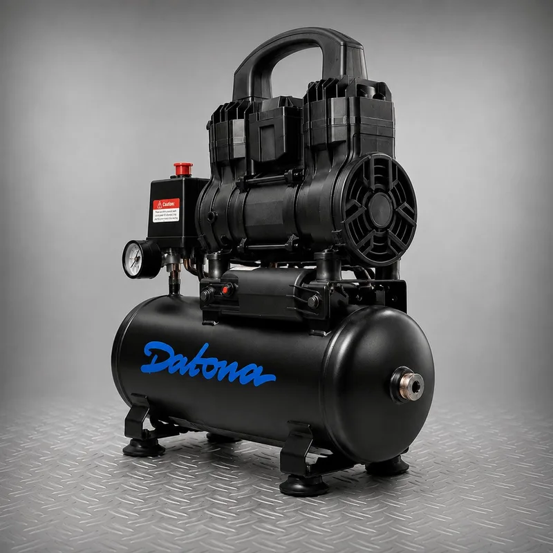 Stille compressor 9L - Olievrij en draagbaar - Geschikt voor tackers von Datona, Schwarz – Produktbild