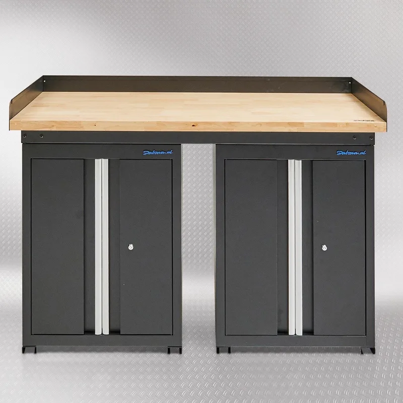 Werkbank PRO - bamboe werkblad - 2 werkplaatskasten - 150 cm - Zwart de Datona – image du produit