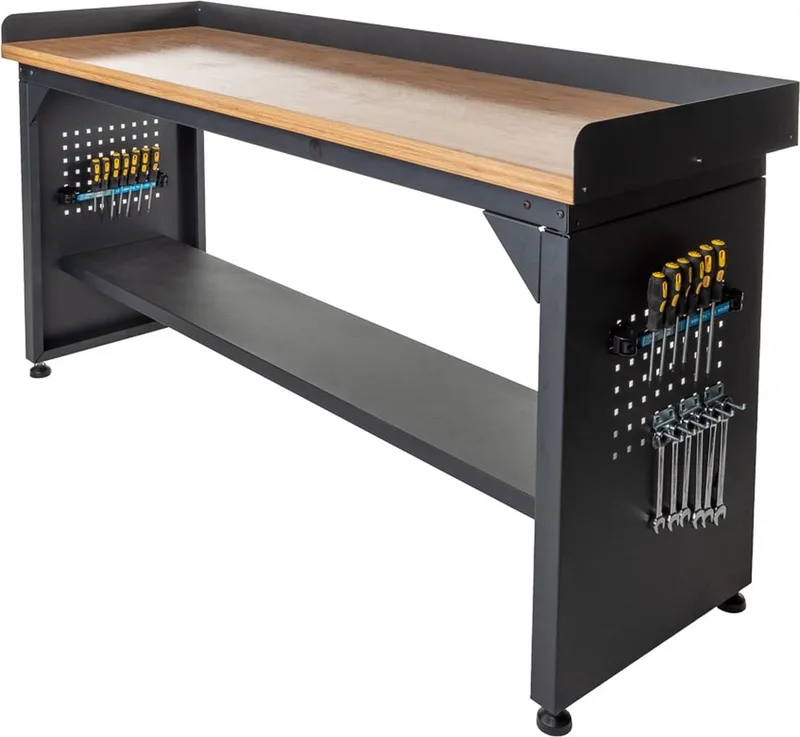 Werkbank PRO - bamboe werkblad - legbord - 200 cm - Zwart by Datona – product image