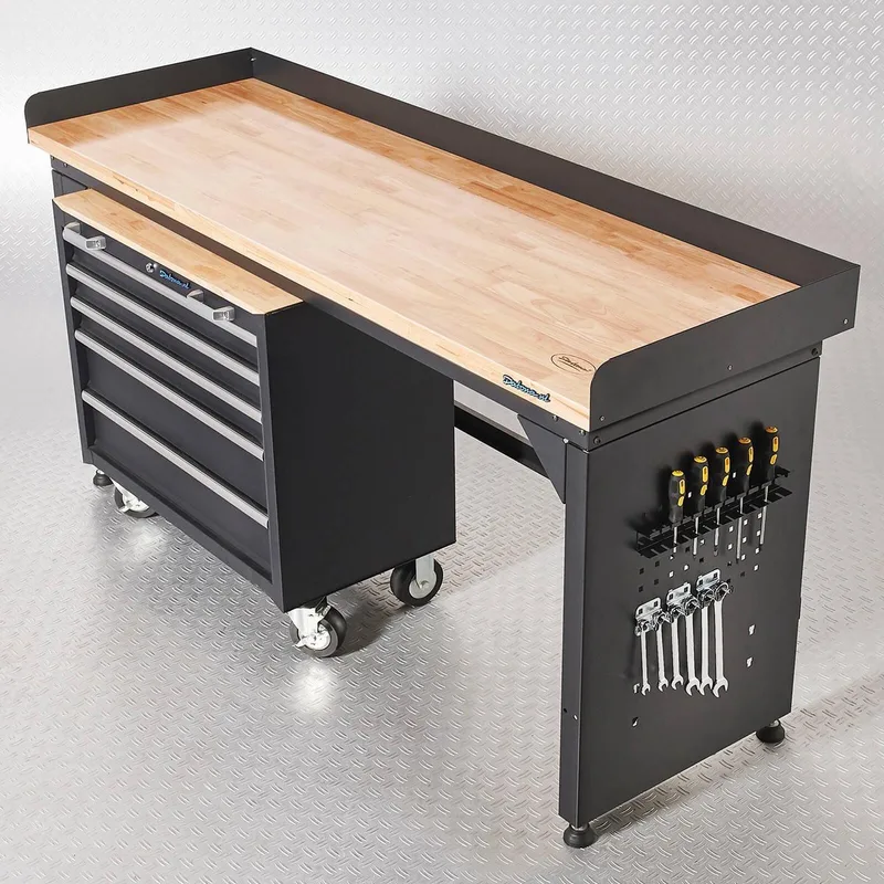 Werkbank PRO - eiken werkblad - gereedschapswagen - 200 cm - Zwart de Datona – image du produit