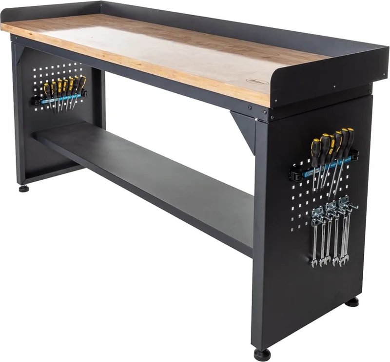 Werkbank PRO - eiken werkblad - legbord - 200 cm - Zwart de Datona – image du produit