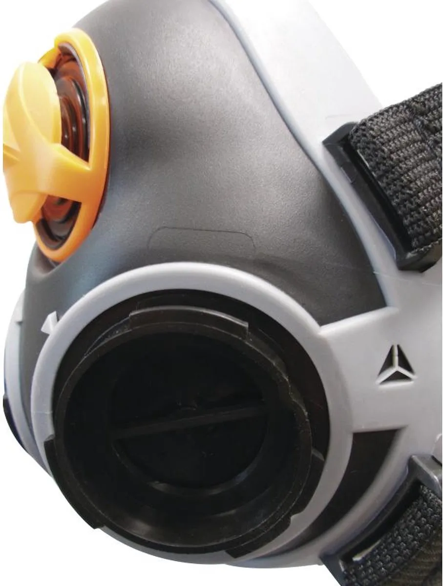 M6400E JUPITER HALFGELAATSMASKER UIT PP - BUITENLAAG UITTHERMOPLASTISCH ELASTOMEER van Delta Plus, Zwart-Grijs – productafbeelding