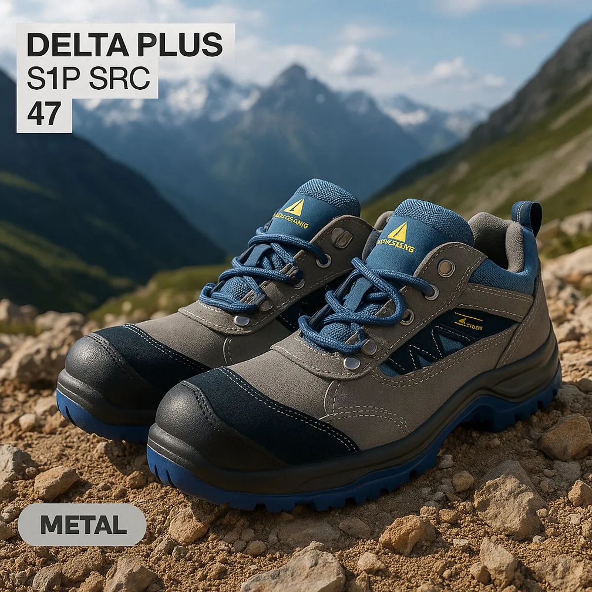 Veiligheidsschoenen S1P SRC Delta Plus Mazan - Grijs/Zwart/Blauw (Art. MAZANSPGB47) by Delta Plus, Grey, 47 – product image