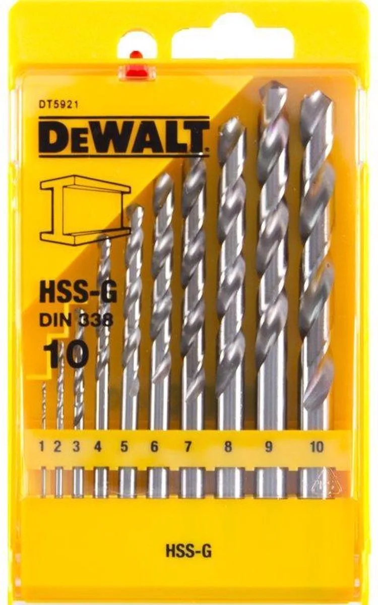 10-delige 1-10mm Metaalboor HSS-G in Cassette - DT5921 by DEWALT – product image