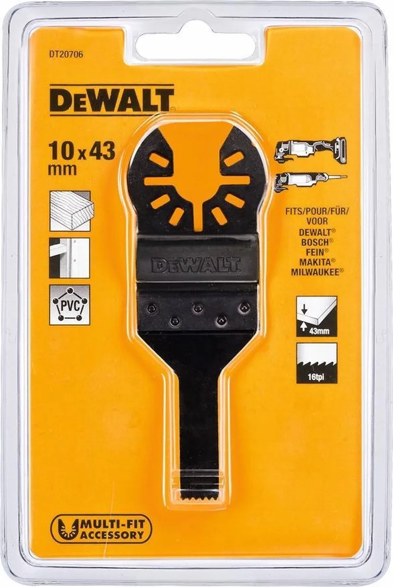 10x43mm Multitool Zaagblad HCS Precisie tbv Hout (1 stuk) - DT20706 von DEWALT – Produktbild