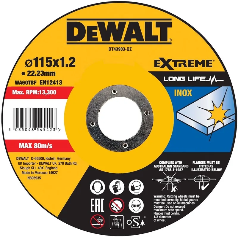 115mm Doorslijpschijf RVS - DT43903 van DEWALT – productafbeelding