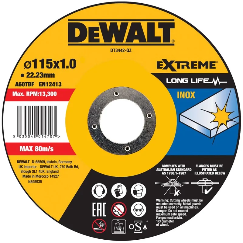 115mm EXTREME™ Doorslijpschijf RVS - DT3442 de DEWALT – image du produit
