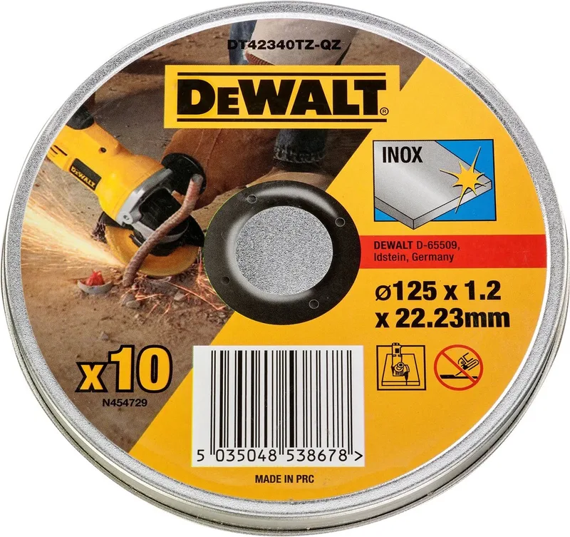 125x1.2mm Slijpschijven in blik (10 stuks) - DT42340TZ van DEWALT – productafbeelding