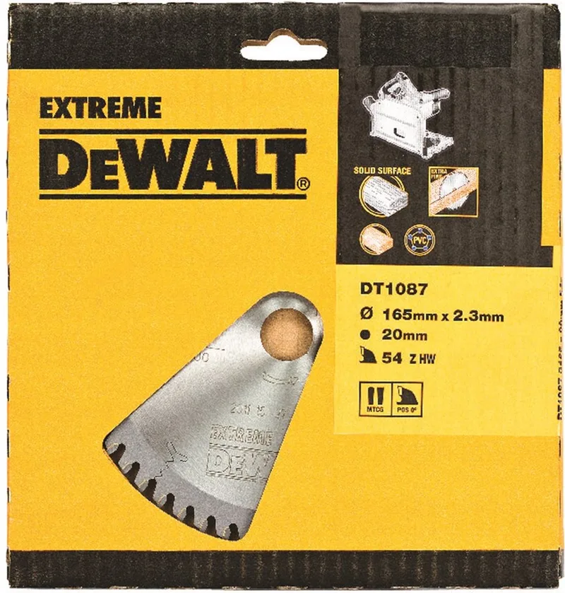 165 x 2,0 x 20 mm 54-tands Cirkelzaagblad Multimaterial | Extreme - DT1087 von DEWALT – Produktbild