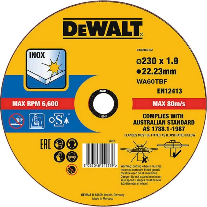 230mm Doorslijpschijf RVS - DT43909 van DEWALT – productafbeelding