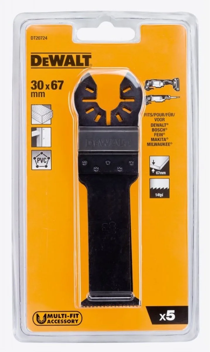31x67mm Multitool Zaagblad HCS tbv Hard Hout (5 stuks) - DT20724 by DEWALT – product image