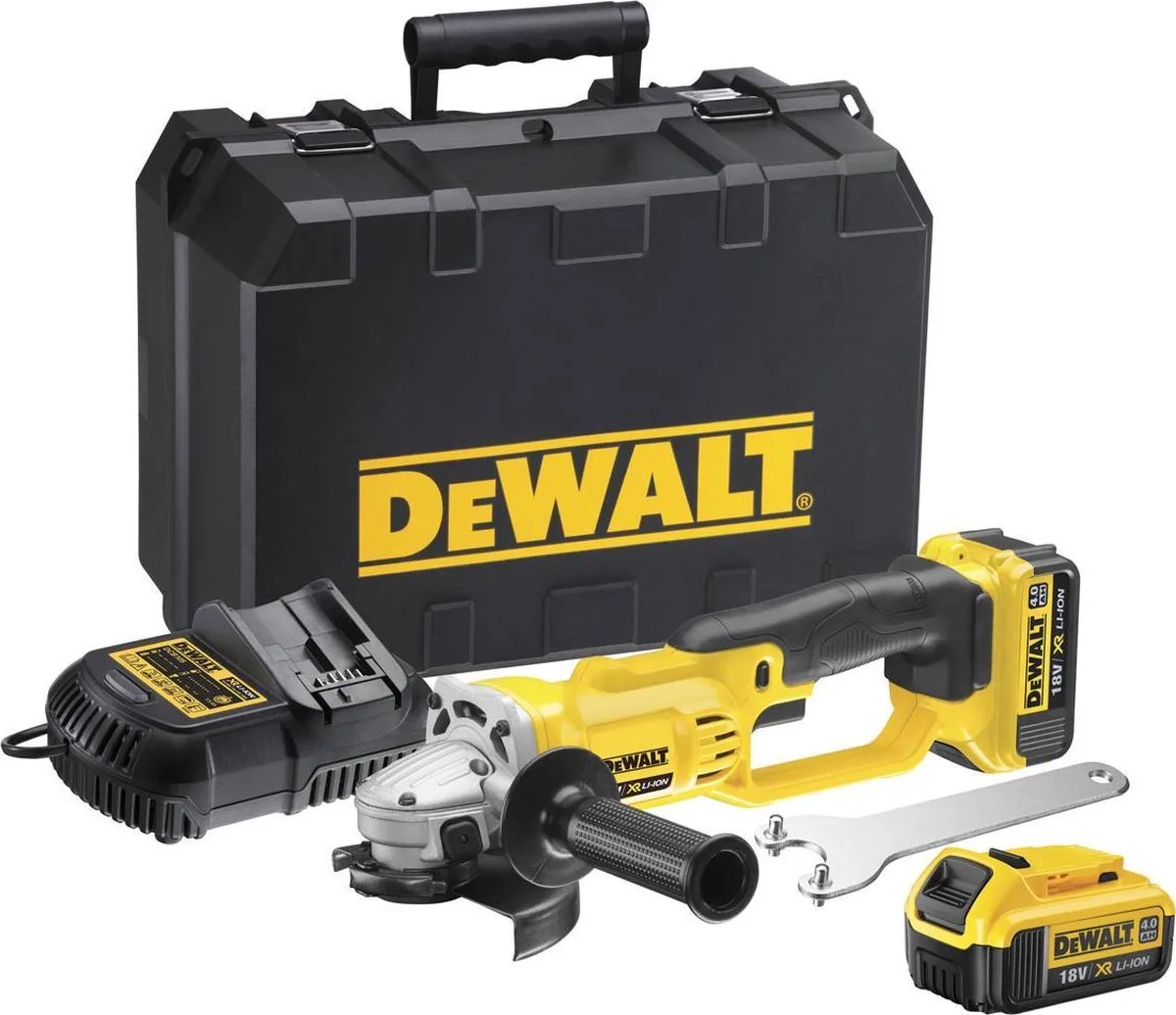 accu-haakse slijper set DCG412M2 compleet met 2 accu's 4Ah en lader in stevige koffer de DEWALT – image du produit