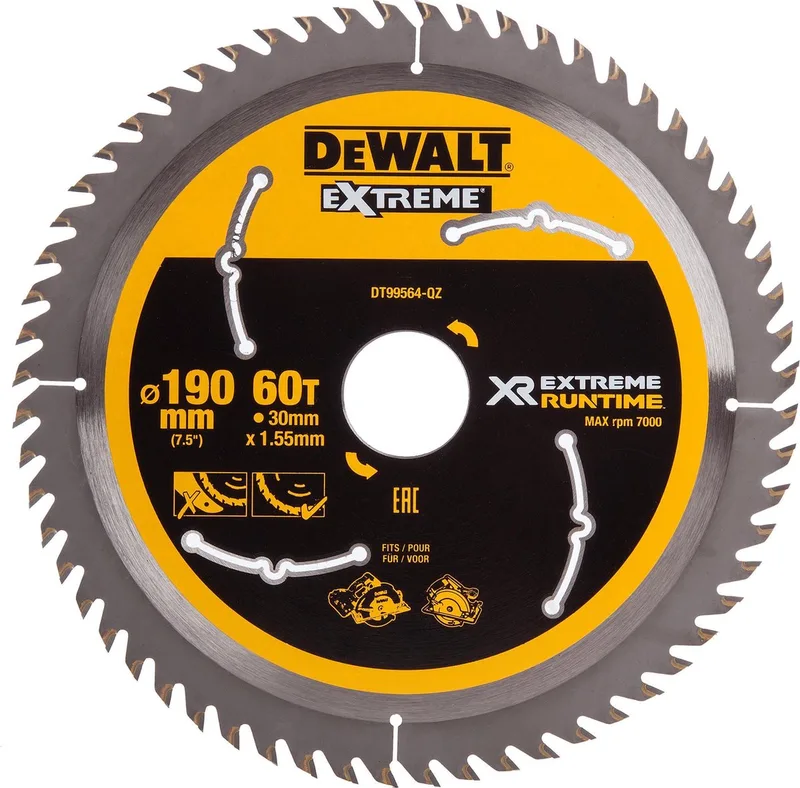 Black & Decker De walt cirkelzaagbladen 190mm 30mm 60t csb (Prijs per stuk) by DEWALT – product image