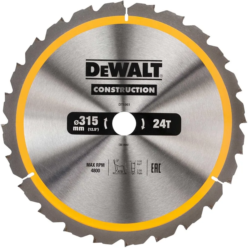 Construction Serie - Zaagblad - 315mm - 24 tanden - ATB Geometrie von DEWALT – Produktbild