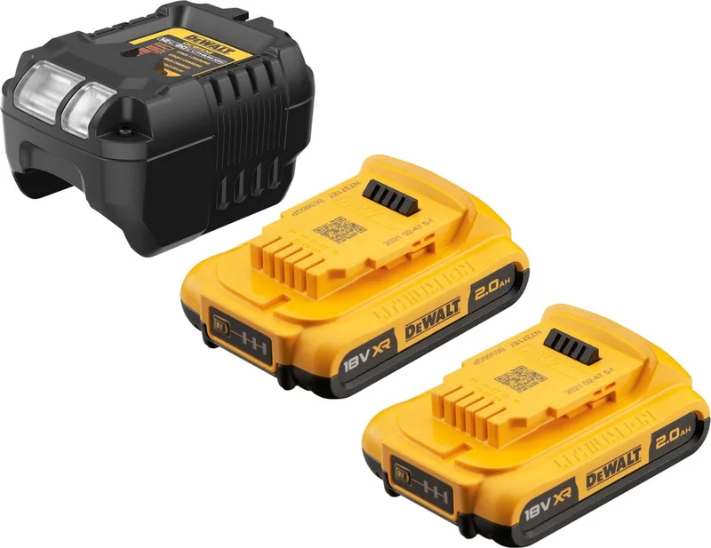 DCB 1102 D2 accu-starterset 18 V met 2x accu 2,0 Ah + DCB 1102 oplader by DEWALT – product image
