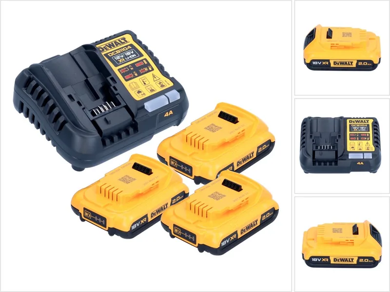 DCB 1104 D3 accu-starterset 12 V / 18 V 3x accu 2,0 Ah + DCB 1104 oplader by DEWALT – product image
