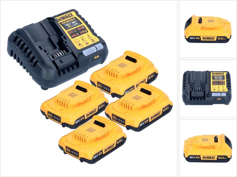 DCB 1104 D4 accu-starterset 12 V / 18 V 4x accu 2,0 Ah + DCB 1104 oplader de DEWALT – image du produit