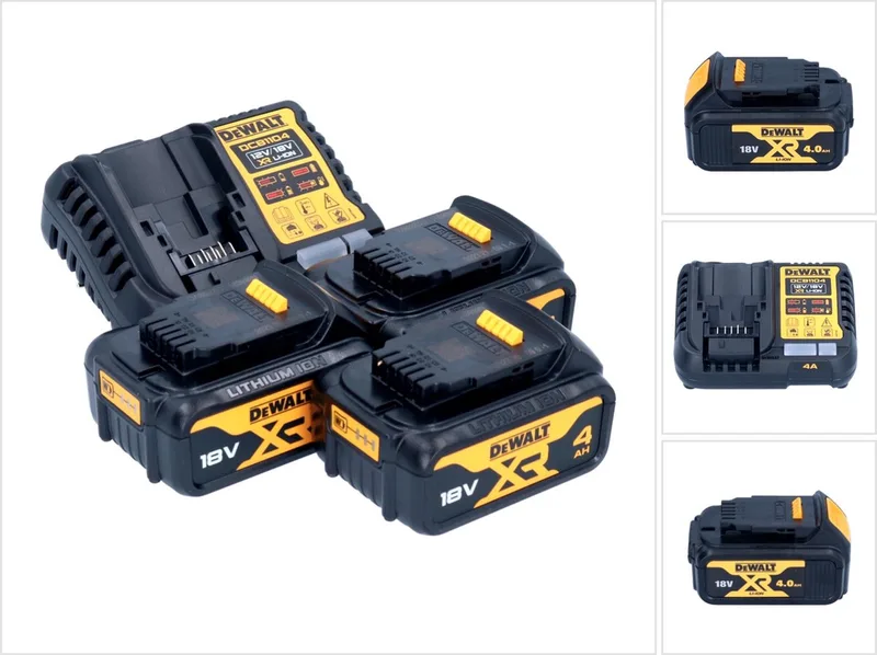 DCB 1104 M3 accu-starterset 12 V / 18 V 3x accu 4,0 Ah + DCB 1104 oplader de DEWALT – image du produit