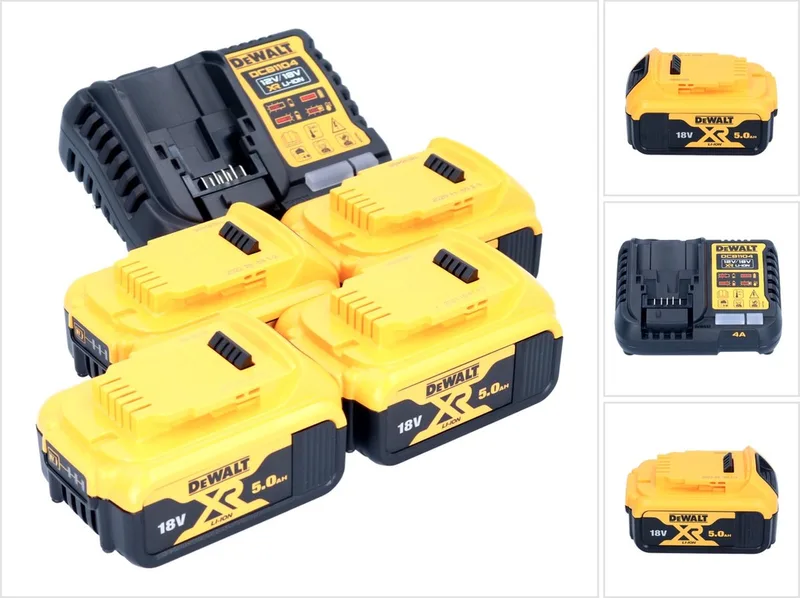DCB 1104 P4 accu-starterset 12 V / 18 V 4x accu 5,0 Ah + DCB 1104 oplader by DEWALT – product image