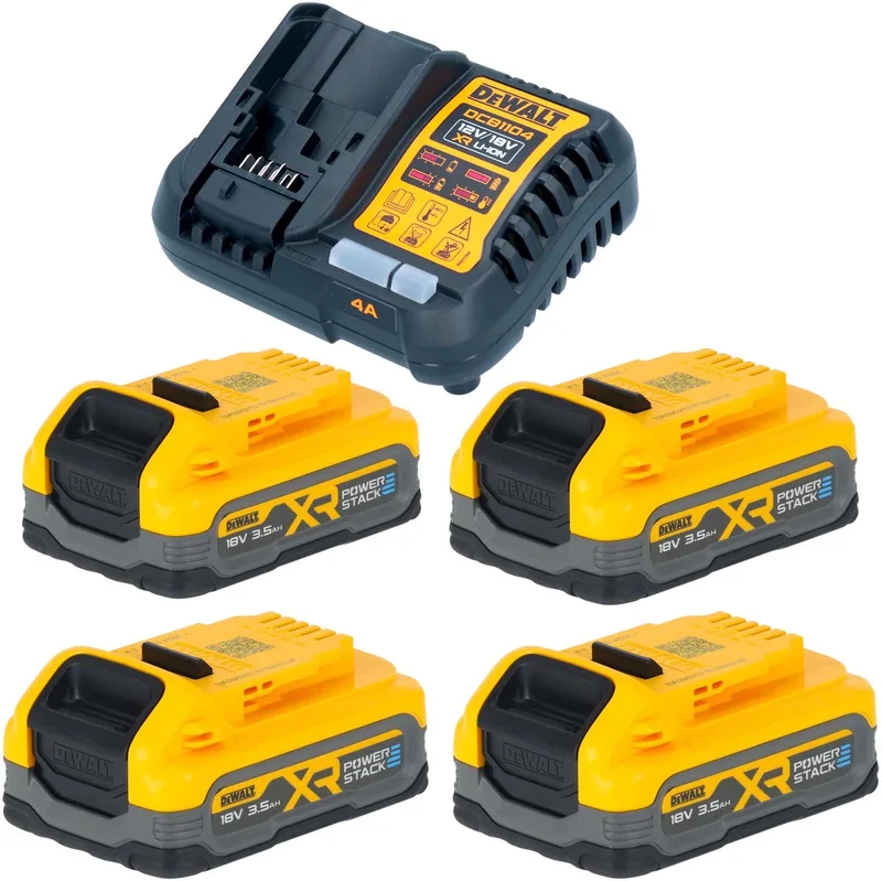DCB 1104 S4 accu-starterset met snellader + 4x Powerstack-accu 18 V 3,5 Ah von DEWALT – Produktbild