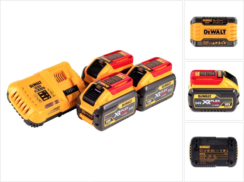 DCB 118 X3 FlexVolt 54 V / 18 V starterset + 3x 9,0 Ah accu von DEWALT – Produktbild