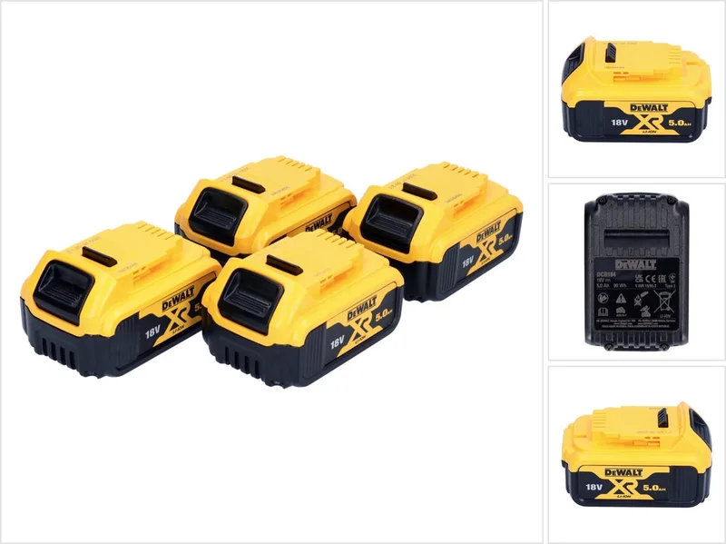 DCB 184 P4 accupack 18 V 5,0 Ah / 5000 mAh 4 stuks XR Li-Ion accu - met laadindicator de DEWALT – image du produit