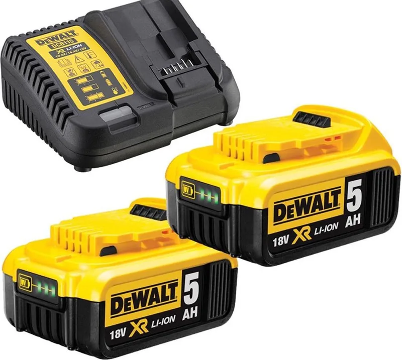 DCB115P2 Starterset lader + 2 Accu's 18V 5.0Ah XR Li-ion de DEWALT – image du produit
