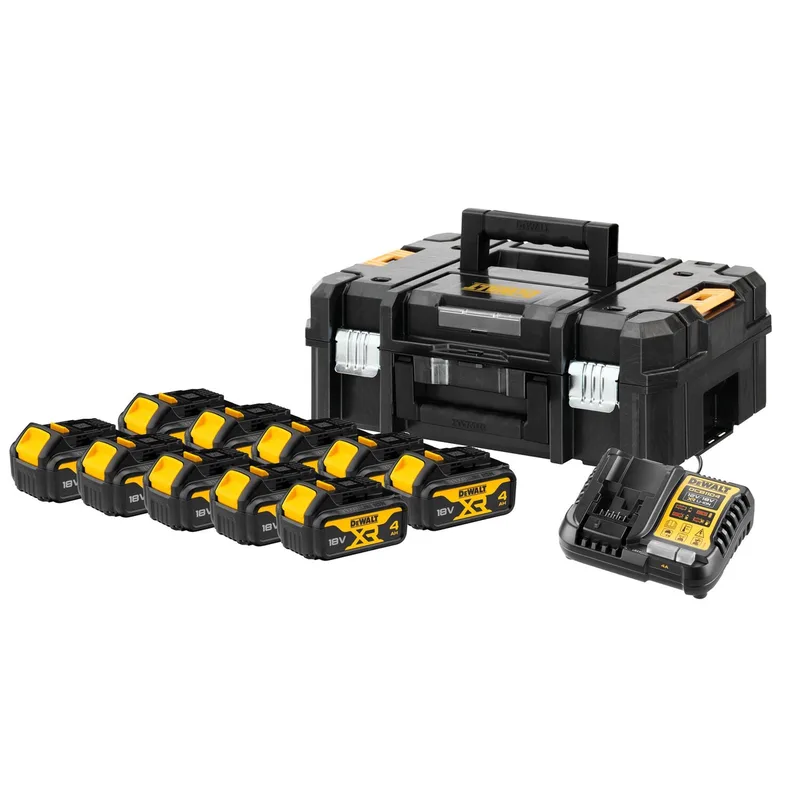 DCB182PAK Starterset 10x DCB182 Accu 4.0Ah 18V XR + Multilader DCB1104 in TSTAK von DEWALT – Produktbild