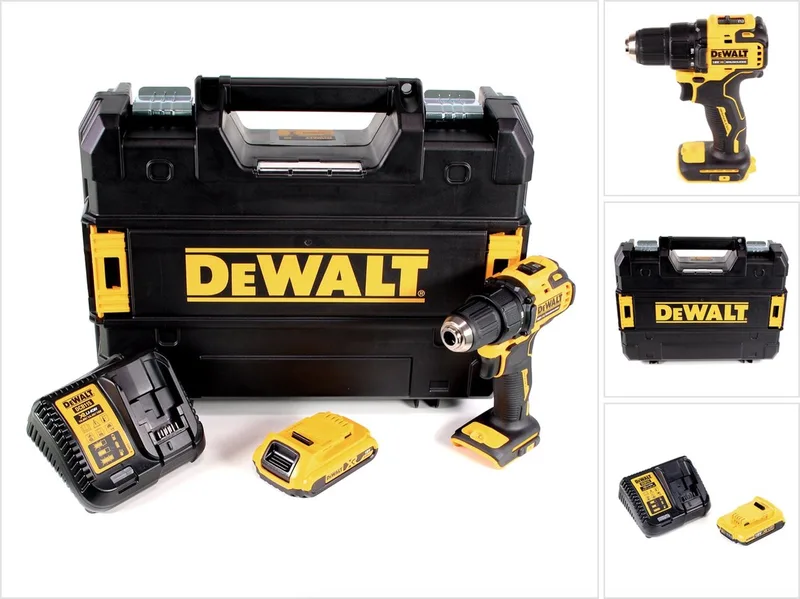DCD 708 D1T accuboormachine 18 V 65 Nm borstelloos + 1x accu 2,0 Ah + oplader + TSTAK de DEWALT – image du produit