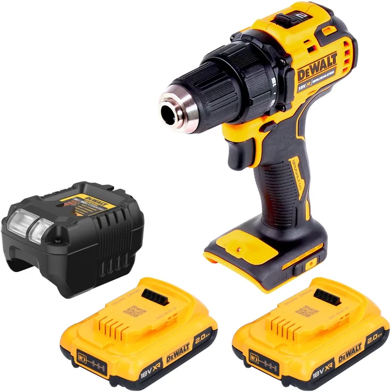 DCD 708 D2 accuboormachine 18 V 65 Nm borstelloos + 2x accu 2,0 Ah + oplader fra DEWALT – produktbillede