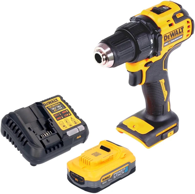 DCD 708 H1 accuboormachine 18 V 65 Nm borstelloos + 1x Powerstack accu 5,0 Ah + oplader von DEWALT – Produktbild
