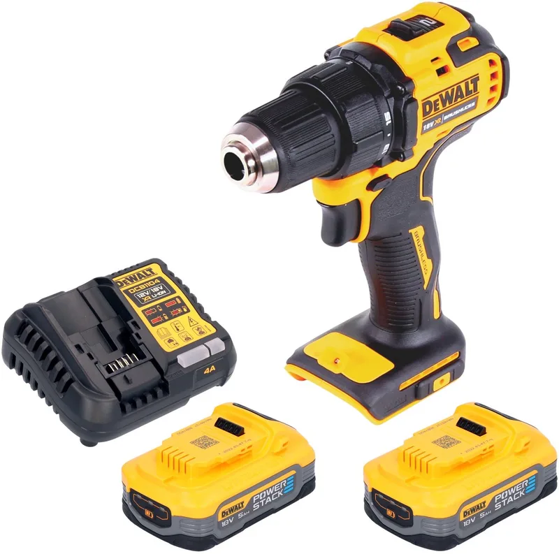 DCD 708 H2 accuboormachine 18 V 65 Nm borstelloos + 2x Powerstack accu 5,0 Ah + oplader by DEWALT – product image