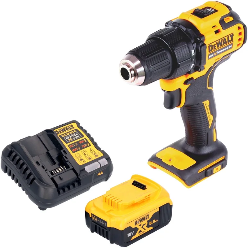 DCD 708 P1 accuboormachine 18 V 65 Nm borstelloos + 1x accu 5,0 Ah + oplader van DEWALT – productafbeelding