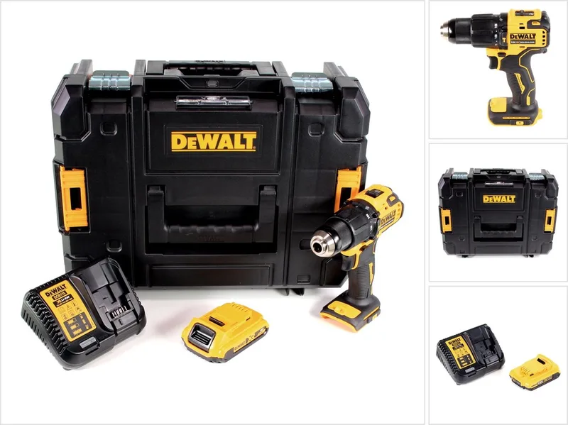 DCD 709 D1T accu klopboormachine 18V 65Nm + 1x oplaadbare accu 2.0Ah + lader in TSTAK doos de DEWALT – image du produit