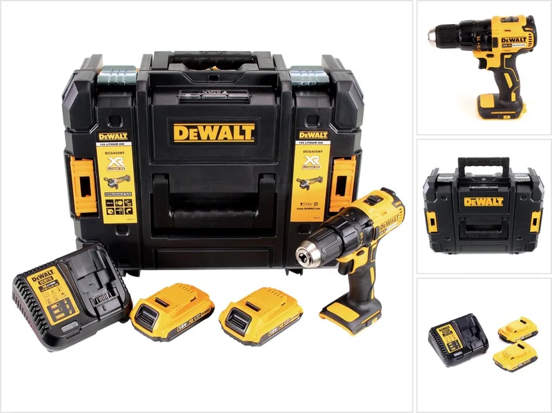 DCD 777 D2 accuboormachine 18 V 65 Nm + 2x accu’s 2,0 Ah + oplader – in TSTAK II gereedschapskoffer von DEWALT – Produktbild