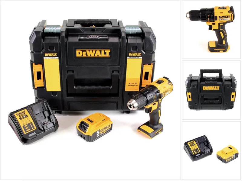 DCD 777 P1 accuboormachine 18 V 65 Nm borstelloos + 1x accu 5,0 Ah + oplader + TSTAK von DEWALT – Produktbild