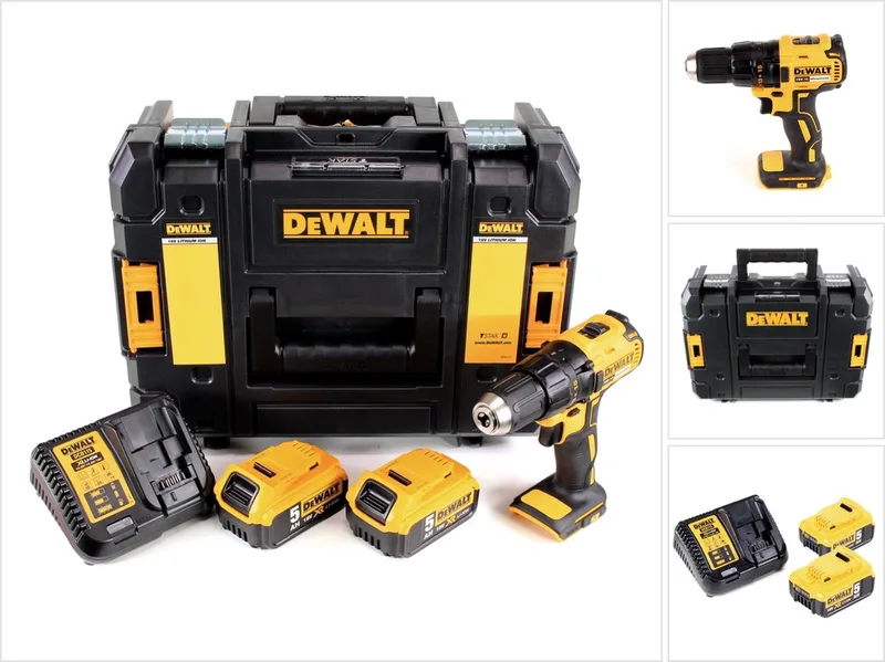DCD 777 P2 accuboormachine 18 V 65 Nm borstelloos + 2x accu 5,0 Ah + oplader + TSTAK fra DEWALT – produktbillede