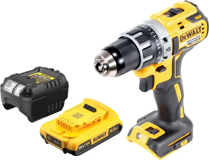 DCD 791 D1 accuschroefboormachine 18 V 70 Nm borstelloos + 1x accu 2.0 Ah + lader von DEWALT – Produktbild