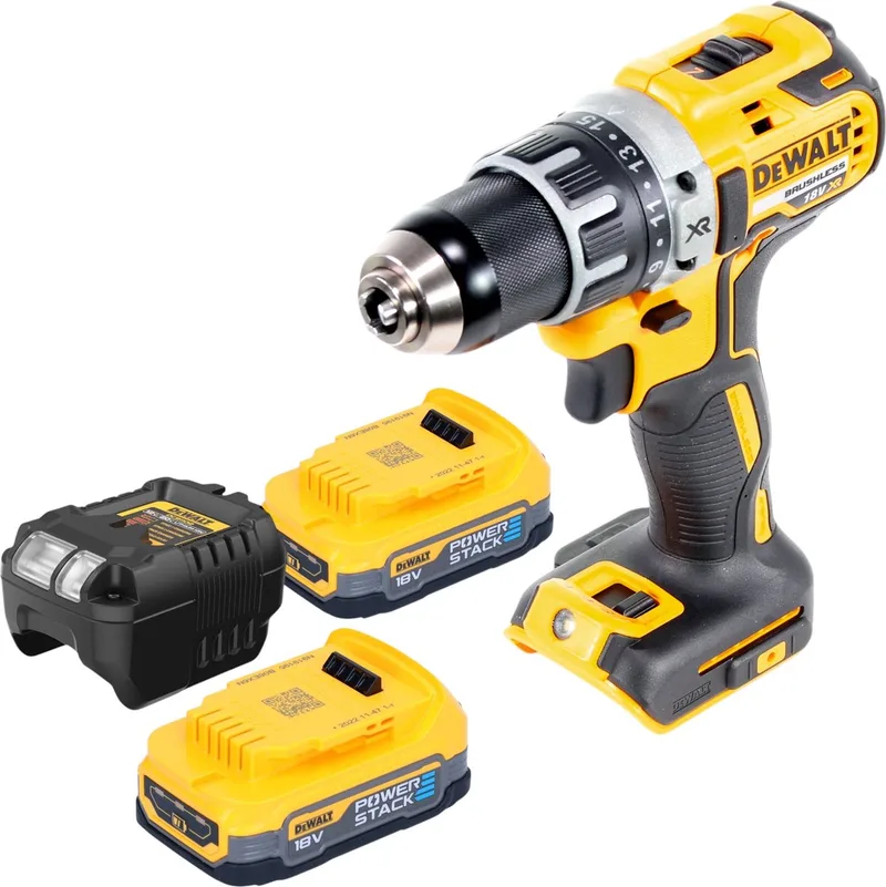 DCD 791 E2 accuboormachine 18 V 70 Nm borstelloos + 2x Powerstack accu 1,7 Ah + oplader van DEWALT – productafbeelding